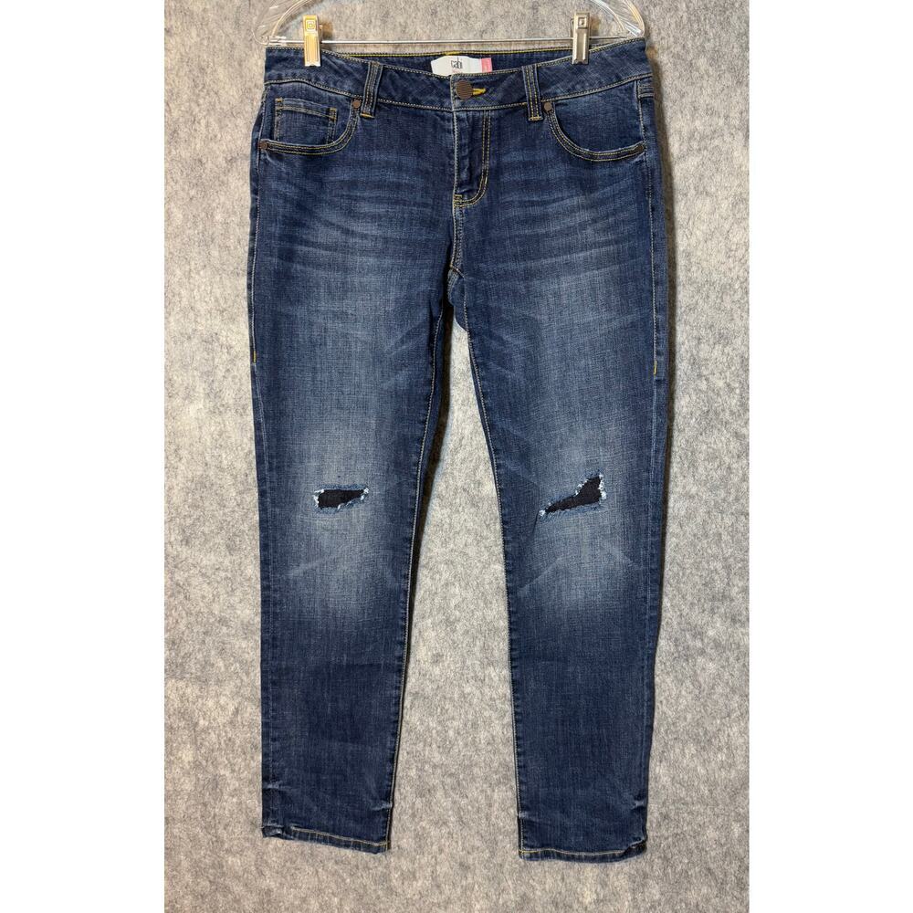 Cabi Jeans Womens Patchwork Slim Boyfriend Jeans Size 4
